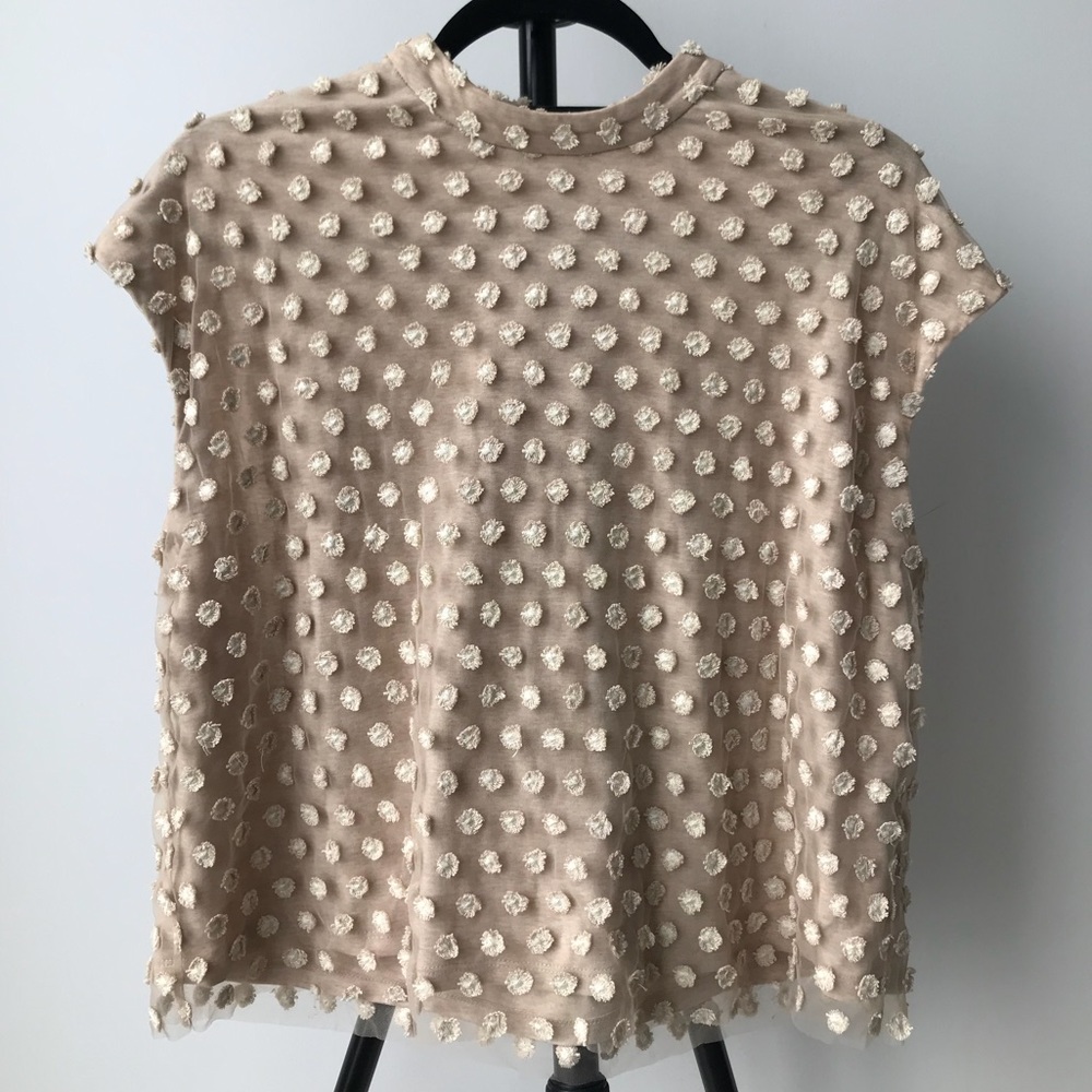 Tracy Reese Cream Blouse w. Fabric Dot Detail sz S